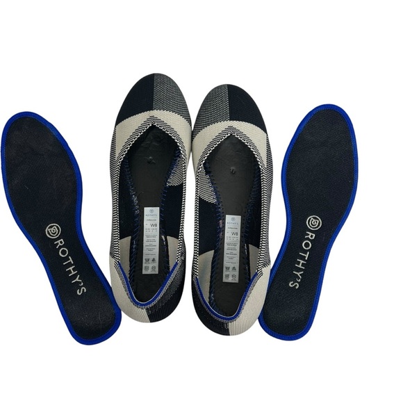 ROTHY'S The Flat Round Cap Toe Slip on Shoes Retired Black Buffalo Plaid - Picture 7 of 9